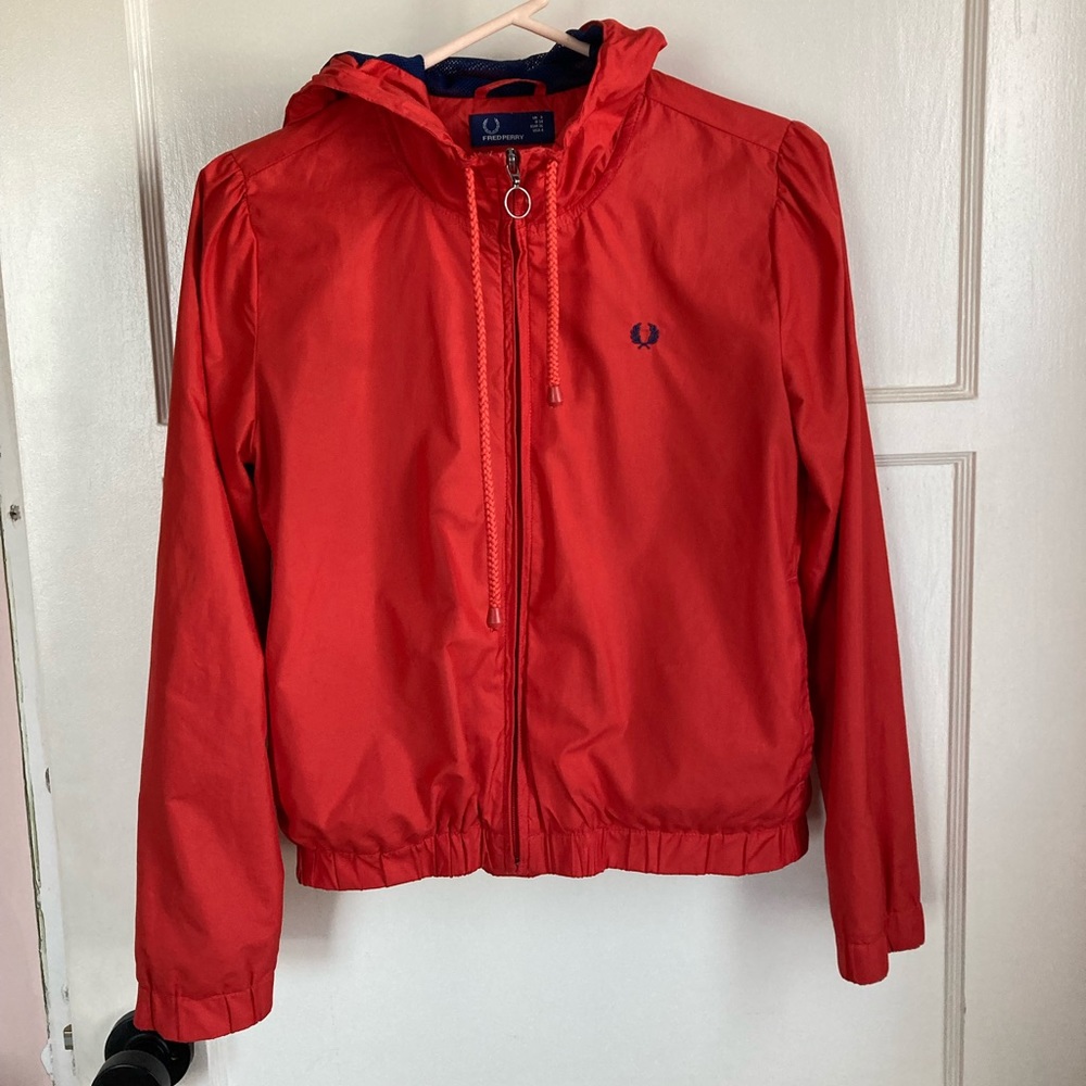 Fred Perry hooded windbreaker style red navy jacket women’s 4